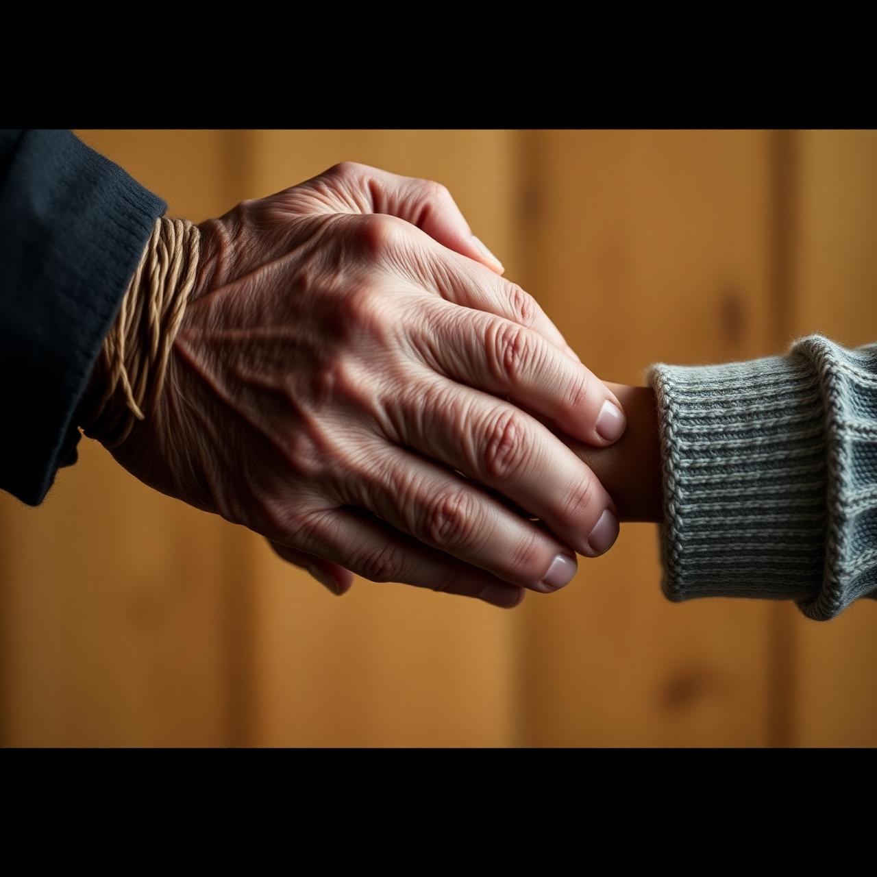 Two hands clasped in support